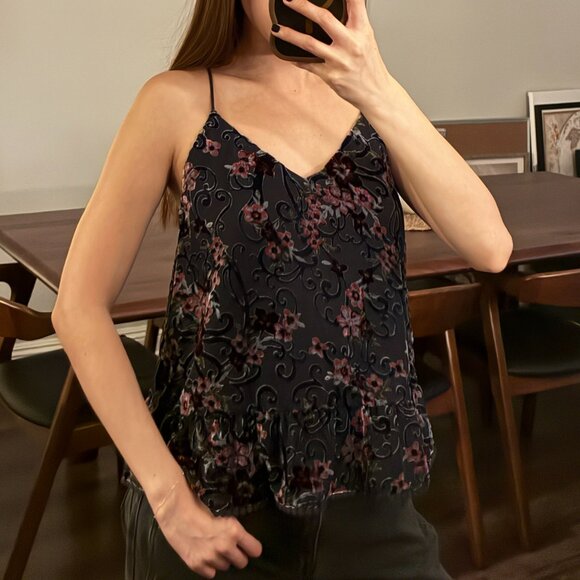 Moon River Floral Burnout Velvet Tank - Picture 1 of 6
